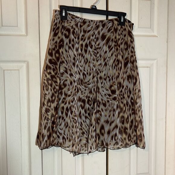 Scarlett Cheetah Leopard Animal Print Flared Skirt With Layering Strips 9 10 - Picture 3 of 16